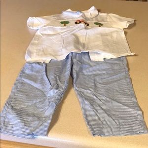 Boys 2pc tractor Smocked outfit